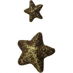 Artykuły dekoracyjne gwiazdki brokatowe, 18 szt - złote (339385)