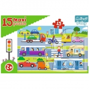 Puzzle 15 Maxi: Pojazdy miejskie (14279)