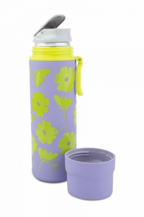 Coolpack, Bidon metalowy z kubeczkiem Vectis - Flores Lila (Z33913)