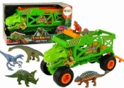 Zestaw auto transporter zielony dinozaur