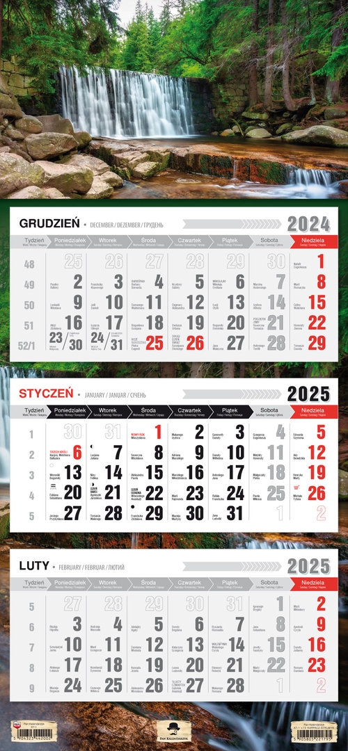 Kalendarz 2025 Trójdzielny PŁASKA GŁÓWKA KT - 1 V.73 KARPACZ STRUMYK