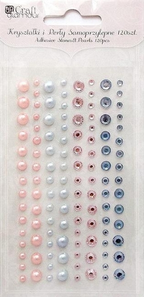 Kryształki i perły samoprzylepne 120 szt Sweet pink & Blue