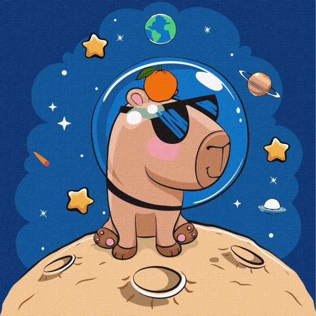 <img src='https://webimage.pl/pics/795/4/d4823104384007.jpg' style='height:440px' /> Malowanie po numerach - Kapibara w kosmosie 30x30