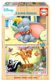 Puzzle 2x16 Bambi/Dumbo (drewniane) G3