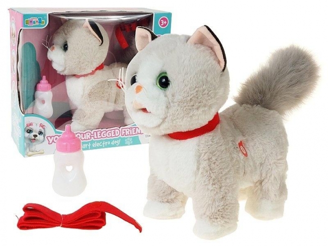 Kotek na baterie chodzący z głosem 33x14x30cm