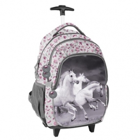 Plecak na kółkach Paso Horse szary w kwiatki (PP19HS-997)