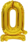  Balon foliowy mini cyfra 0 ze stopką złota 22x40cm