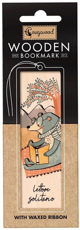 Zakładka drewniana Czytający miś