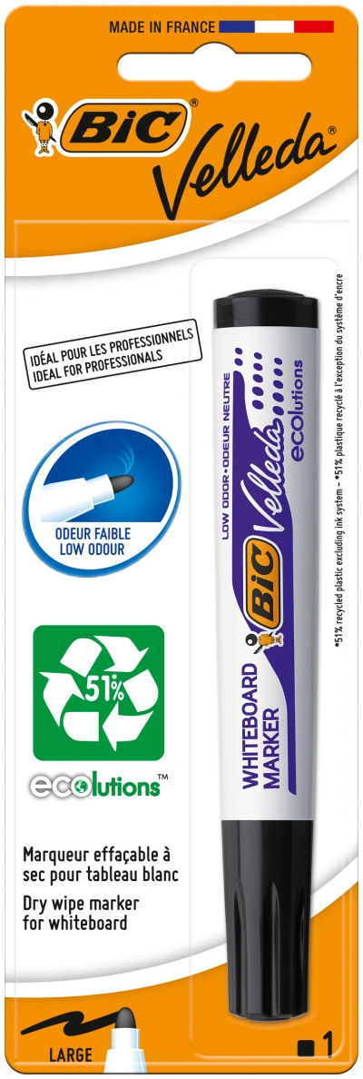 <img src='https://webimage.pl/pics/798/1/d3086122771094.jpg' style='height:440px' /> BIC Velleda Ecolutions 1701 Marker suchościeralny czarny Blister 1szt