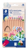 Kredki trójkątne jumbo, drewniane  naturalne, 12 kol.