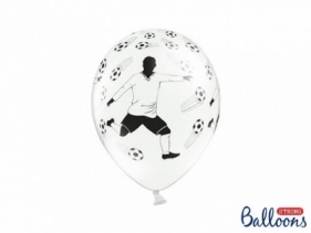 Balon gumowy Partydeco 30cm, Piłkarz i piłki, Pastel White biało-czarny 300 mm (SB14P-138-008-6)