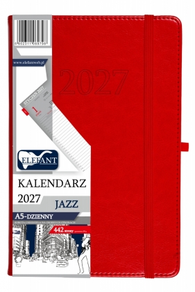 Kalendarz 2027 A5 dzienny Jazz - czerwony