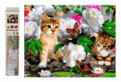 Mozaika diamentowa kotki w kwiatach M50436
