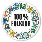 Przypinka duża - 100% Folkloru kaszubska 58 mm