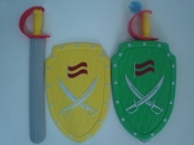 Miecz 59cm z tarczą rycerską (twarda pianka)