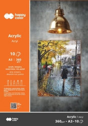 Blok do akrylu, Art., A3/10 ark, 360g, Happy Color