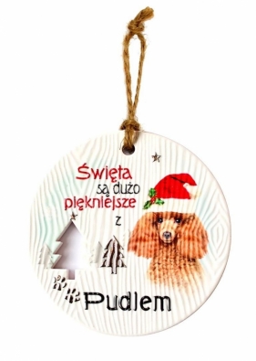 Zawieszka ceramiczna Boże Narodzenie Pudel