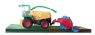 Traktor z przyczepką -- kombajnem 42 cm