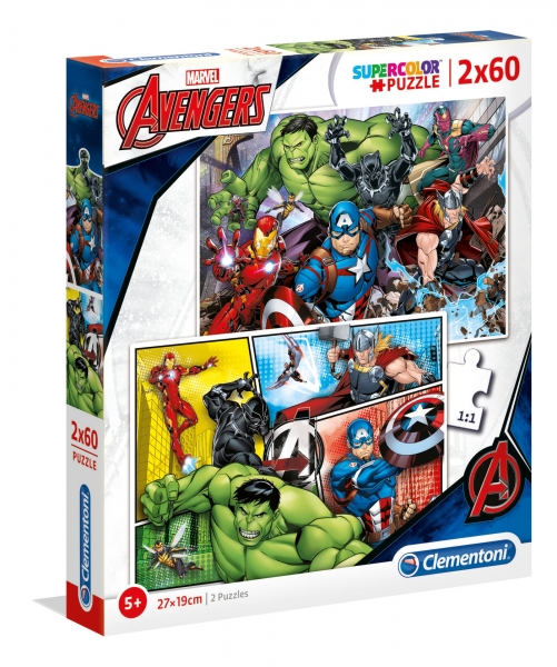 Puzzle SuperColor 2x60: The Avengers (21605) (Zgnieciony kartonik)