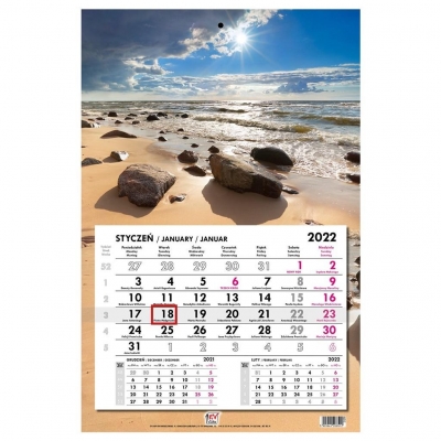 Kalendarz 2022 jednodzielny główka płaska Bałtyk