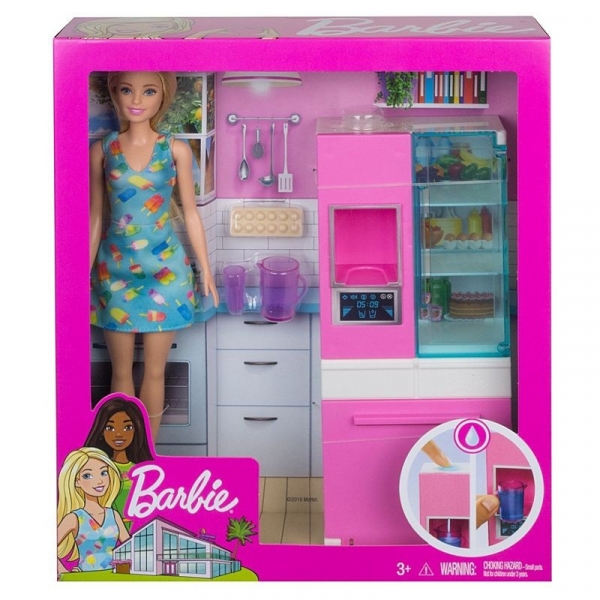 Lalka Barbie + Mebelek Lodówka (DVX51/GHL84)