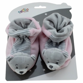 New Baby Buciki z grzechotką - Miś różowy (4837a)