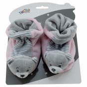 New Baby Buciki z grzechotką - Miś różowy (4837a)