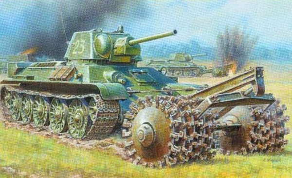 ZVEZDA T3476 Tank With Mine Roller (3580) 
