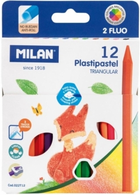 Kredki świecowe Milan Pastipastel trójkątne, 12 kolorów (022T12)