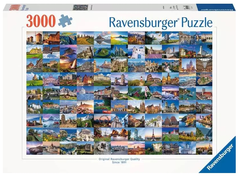 <img src='https://webimage.pl/pics/807/0/d4005556170807.png' style='height:440px' /> Ravensburger, Puzzle 3000: 99 pięknych miejsc w Europie (17080)