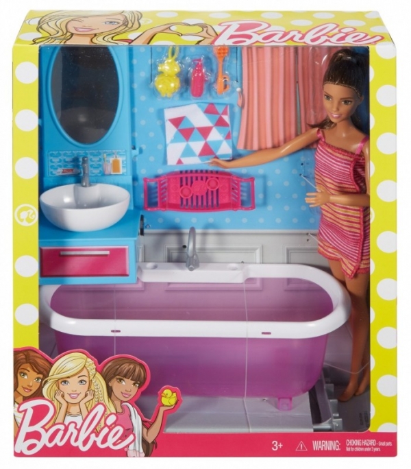BARBIE Mebelki + Lalka, Łazienka (DVX51/DVX53)