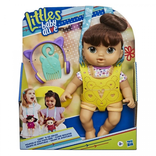 Lalka Baby Alive - Maluch z Zółtym nosidelkiem Brunetka (E6646/E7179)