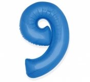 Balon foliowy "cyfra 9" - NIEBIESKA (35cm)