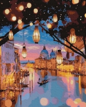 Zestaw do malowania po numerach - Lampki nocne Wenecji 40x50cm