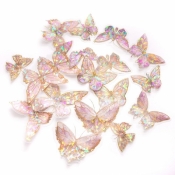 Połyskujące naklejki PET - Motyle crystal pink 20s