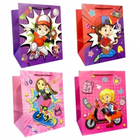 Torebka prezentowa dziecięca M szerokie dno mix