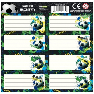 Nalepki na zeszyty Piłka 20 (25szt) DERFORM
