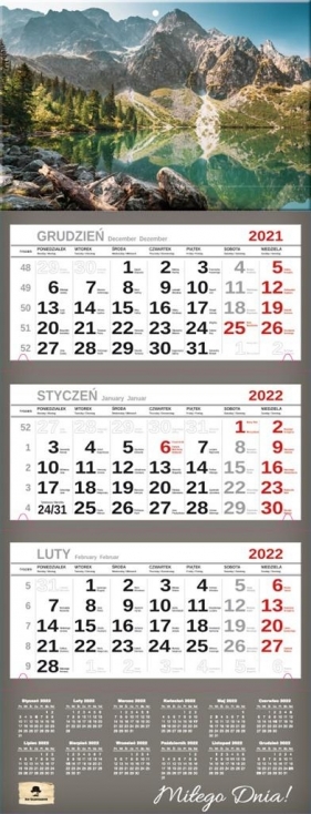 Kalendarz 2022 trójdzielny Premium Tatry