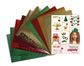 Blok Happy Color Party Cherry, A4/10 ark, holographic + brokat