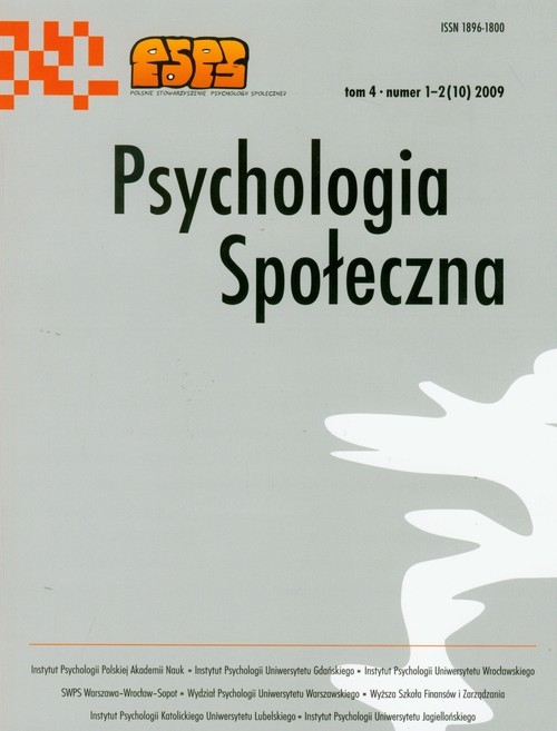 Psychologia społeczna  1-2 2009 Tom 4