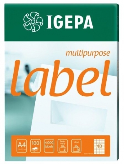 Etykieta samoprzylepna Igepa Label Multipurpose A4 - biały 4,8 x 1,7 cm