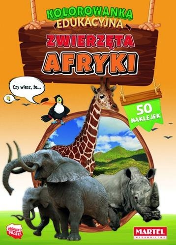 Kolorowanka edukacyjna: Zwierzęta Afryki z naklejkami