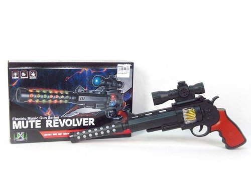 Pistolet z tłumikiem 39 cm światło/dźwięk