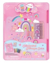 Teczka z klipsem + kredki Tęcza