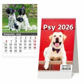 Kalendarz 2026 Biurkowy Pionowy Psy miesięczny
