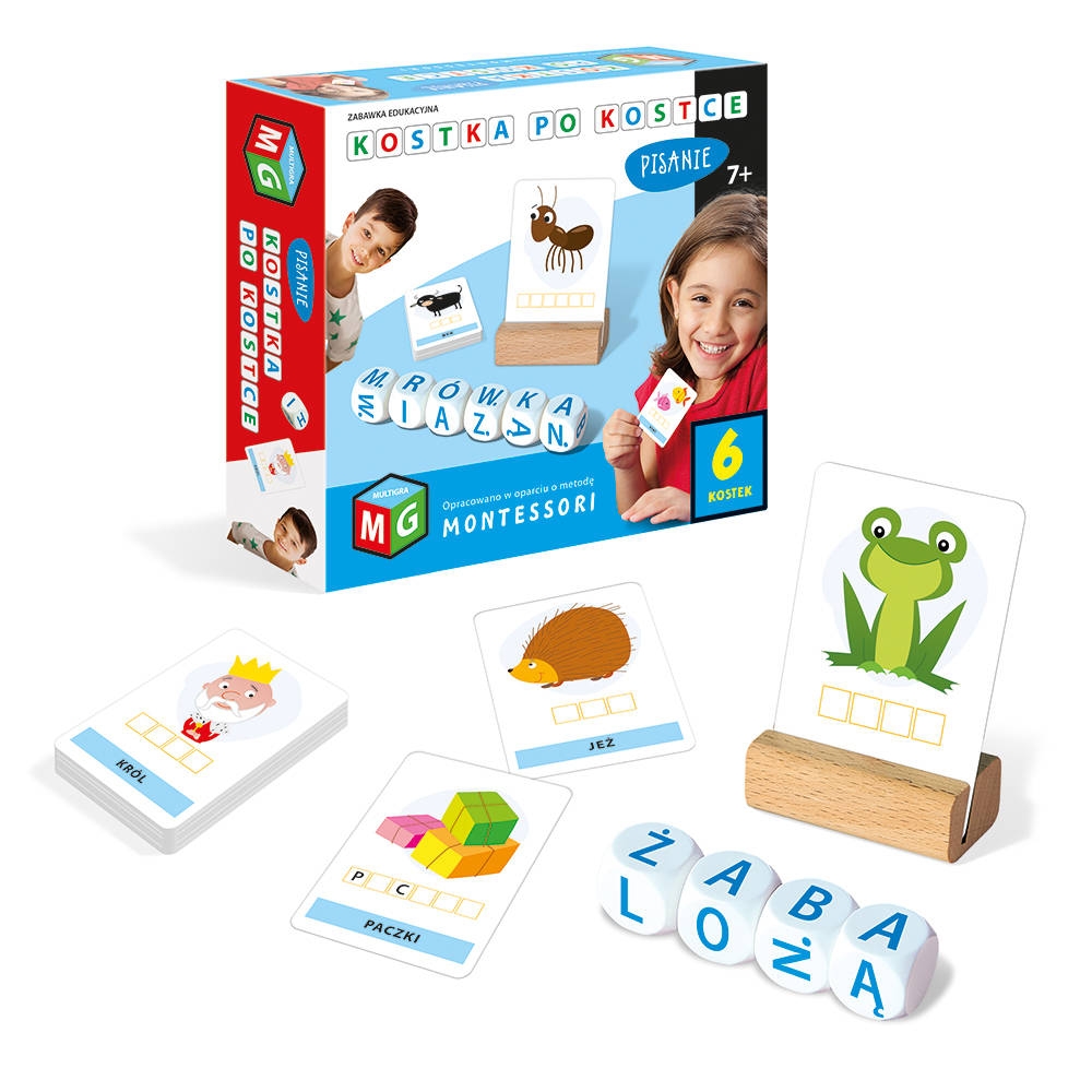Montessori. Zabawka edukacyjna Kostka po kostce. Pisanie (6 kostek)