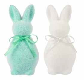 Ozdoba Wielkanocna zajączek 10cm flokowany 2 szt zawieszka