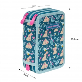 Astrabag, Piórnik Jumbo potrójny z wyposażeniem - Candy Bunny, AC31
