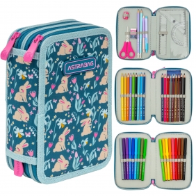 Astrabag, Piórnik Jumbo potrójny z wyposażeniem - Candy Bunny, AC31