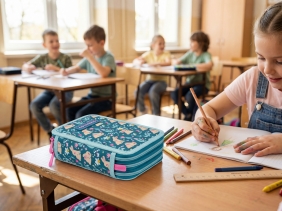 Astrabag, Piórnik Jumbo potrójny z wyposażeniem - Candy Bunny, AC31
